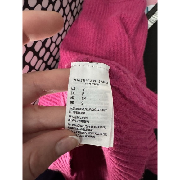 American Eagle Outfitters Knit Sweater S Hot Pink Fuzzy Soft Oversized Lagenlook - Picture 3 of 9